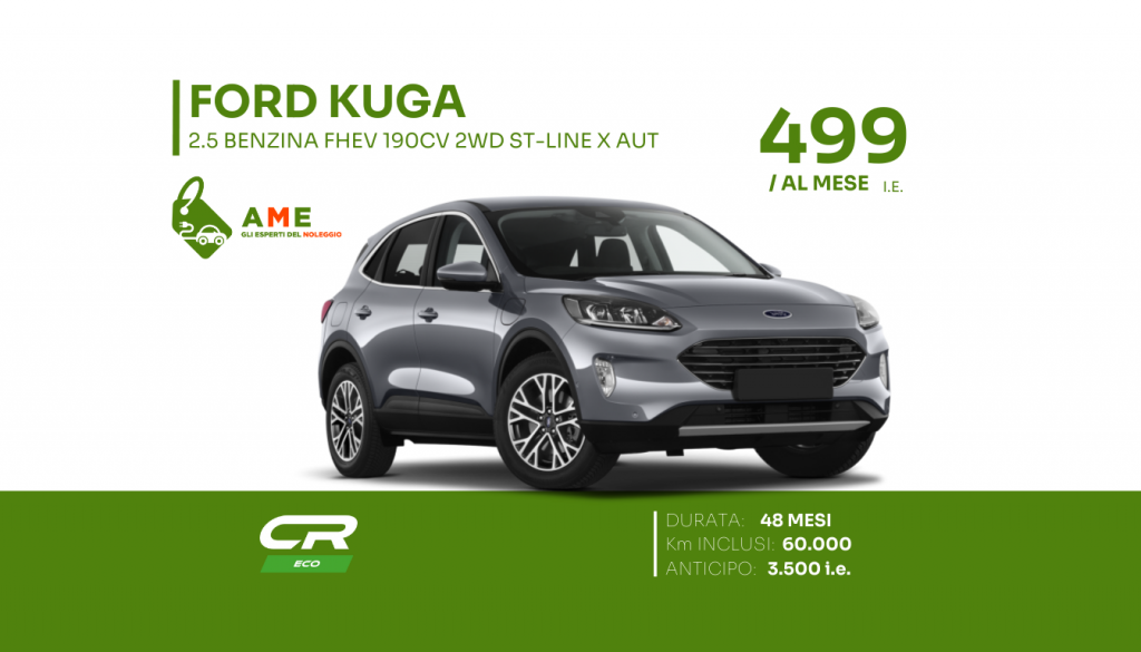 Noleggio Lungo Termine Auto – Ford Kuga 2.5 Benzina FHEV 190CV 2WD ST-Line X Aut